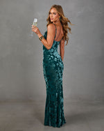 Classic Darling Mesh Flocked Velvet Floral Maxi Dress