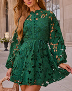 Paulette Floral Crochet Mock Neck Mini Dress