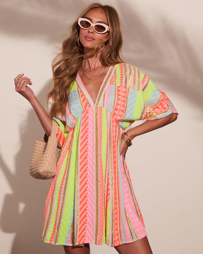 neon multi color dress Luli Fama Neon Nights Maxi Dress in Multicolor