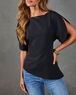 Merci Darling Puff Sleeve Asymetric Blouse