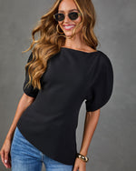 Merci Darling Puff Sleeve Asymetric Blouse