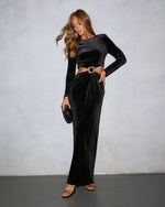 Midnight Aura Velvet Cut Out Maxi Dress