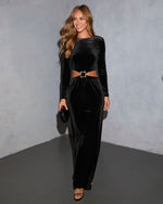 Midnight Aura Velvet Cut Out Maxi Dress