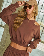 Quick Trip Layered Cut Out Shoulder Sweatshirt