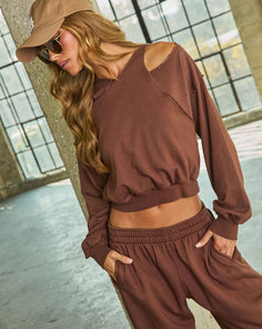 Quick Trip Layered Cut Out Shoulder Sweatshirt