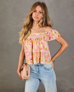 Honey Day Tiered Floral Lace Trim Top