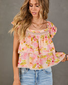 Honey Day Tiered Floral Lace Trim Top