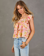 Honey Day Tiered Floral Lace Trim Top
