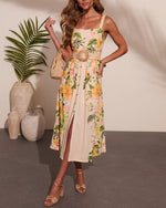 Rosira Belted Floral Midi Dress