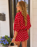 Glow Hour Polka Dot Waist Tie Romper