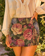 Peony Season Floral Tapestry Mini Skort
