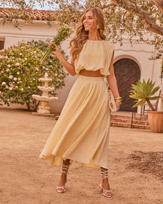 Opening Note Pleated Midi Skirt