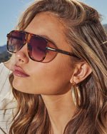 Brown % Capriana Large Tortoise Aviator Sunglasses-4