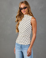 On a Whim Polka Dot Mock Neck Top