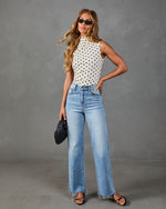 On a Whim Polka Dot Mock Neck Top