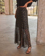 Starla Mesh Metallic Star Maxi Skirt