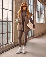 Taupe % Toasted Oat Puffer Waist Tie Vest-9