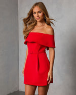 Alandra Off The Shoulder Belted Mini Dress