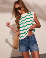 Radiant Haze Striped Knit Sleeveless Sweater