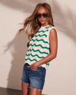 Radiant Haze Striped Knit Sleeveless Sweater