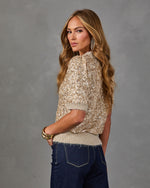 Rosaley Sequin Knit Short Sleeve Twofer Sweater