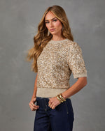 Rosaley Sequin Knit Short Sleeve Twofer Sweater