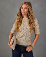 Rosaley Sequin Knit Short Sleeve Twofer Sweater