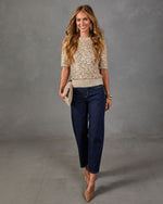 Rosaley Sequin Knit Short Sleeve Twofer Sweater