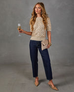 Rosaley Sequin Knit Short Sleeve Twofer Sweater