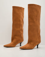 Muse Faux Suede Wide Leg Kitten Heel Boots