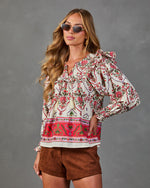 Sunbeam Society Cotton Paisley Tassel Tie Blouse