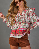 Sunbeam Society Cotton Paisley Tassel Tie Blouse