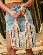 Sunswept Form Striped Straw Tote Bag