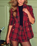 Calissa Double Breasted Plaid Blazer