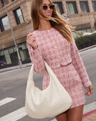 Oatmilk % Cheli Woven Leather Hobo Bag-1