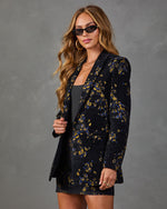 Pressed Peony Velvet Jacquard Floral Blazer