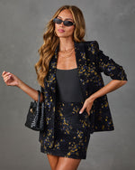 Pressed Peony Velvet Jacquard Floral Blazer