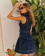 Sunny Stroll Belted Denim Mini Dress