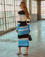 Style Boost Color Block Knit Midi Dress