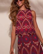 Wild Rhythm Embroidered Abstract Eyelet Top