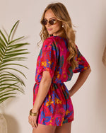 Beachside Blossom Abstract Waist Tie Romper