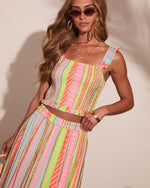 After Glow Muse Striped Abstract Smocked Tank Top