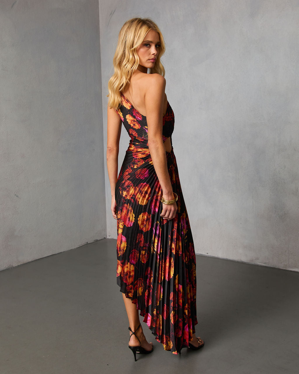 Modern Day Glam Printed One Shoulder Asymmetrical Maxi Dress in Navy Floral - Size XS, VICI Modern Day Glam Printed One Shoulder Asymmetrical Maxi Dress in Navy Floral - Size XS, VICI