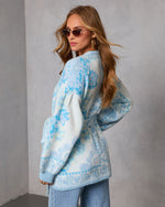 Blue Multi % Daisy Days Floral Waist Tie Cardigan-3