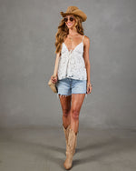 Paulette Floral Crochet Front Tie Cami