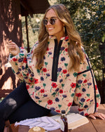 Pauleen Sherpa Floral Quarter Zip Sweatshirt