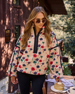 Pauleen Sherpa Floral Quarter Zip Sweatshirt