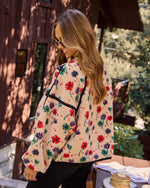 Pauleen Sherpa Floral Quarter Zip Sweatshirt