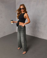 Charcoal % Presilla Contrast Stripe Denim Combo Sweatpants-3