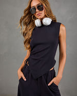 Downtime Cool Cotton Asymetic Drawstring Top